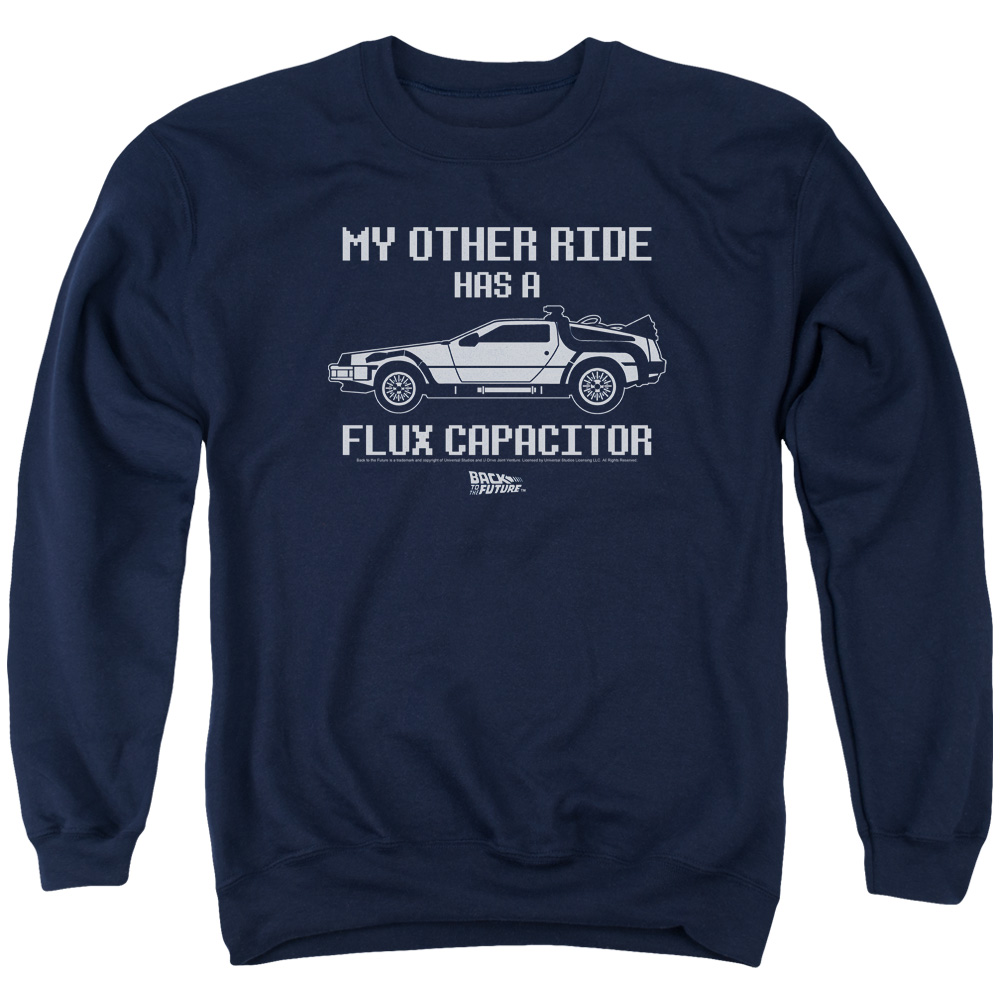 UNI985-AS-4 Back to the Future Other Ride Adult Crewneck Sweatshirt, Navy - Extra Large