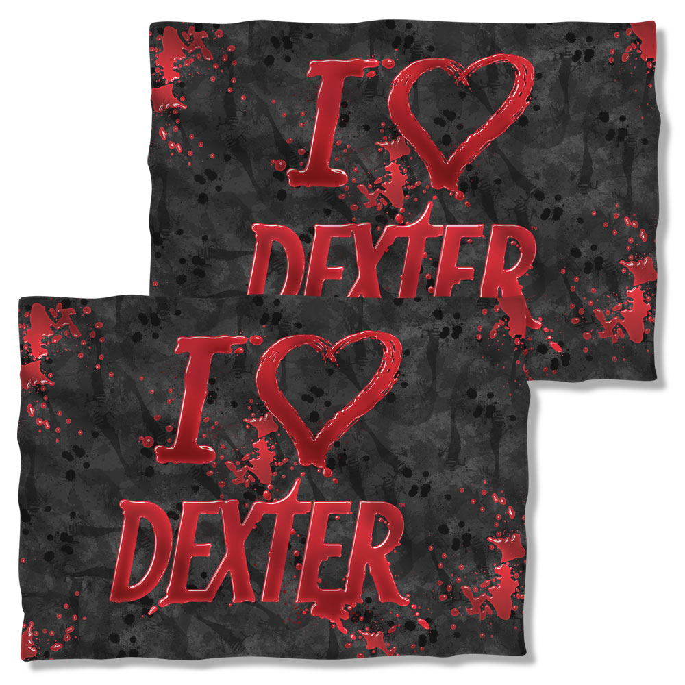 SHO459FB-PLO1-0 Dexter I Heart Dexter Front Back Print Pillow Case, White - 20 x 28 in.