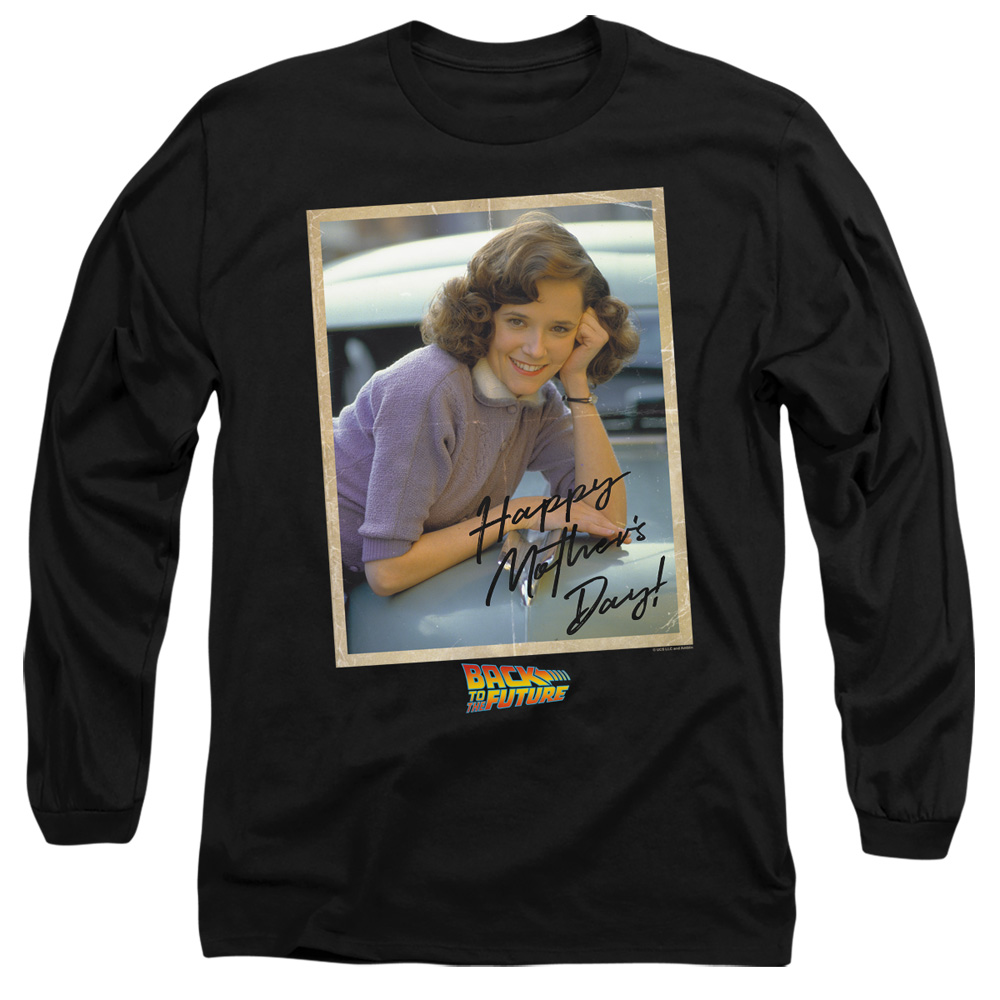 UNI2231-AL-2 Back to the Future Bttf Mothers Day Adult Long Sleeve T-Shirt, Black - Medium