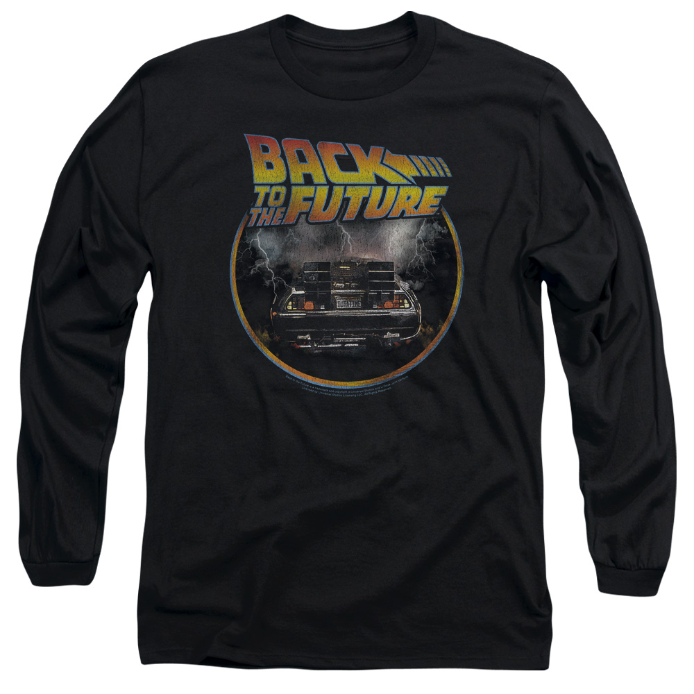 UNI990-AL-2 Back to the Future Back Adult Long Sleeve T-Shirt, Black - Medium