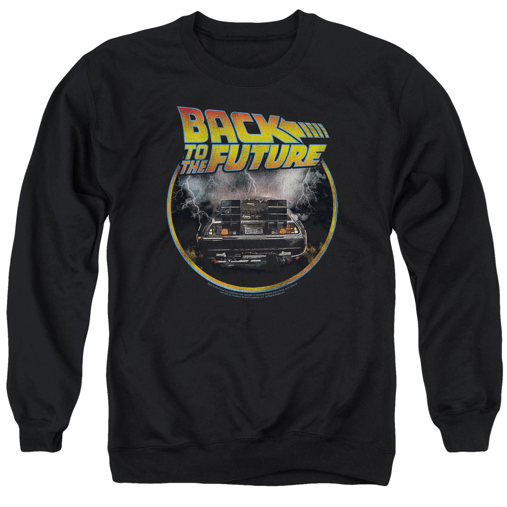 UNI990-AS-2 Back to the Future Back Adult Crewneck Sweatshirt, Black - Medium