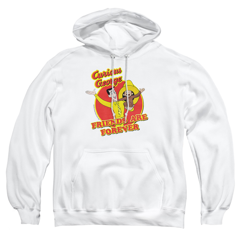 UNI661-AFTH-4 Curious George Friends Adult Pullover Hoodie, White - Extra Large