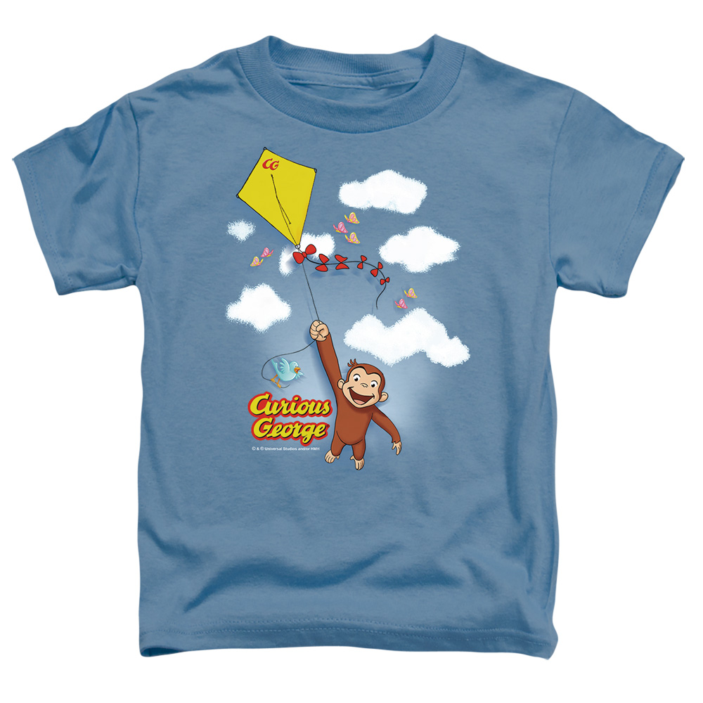 UNI666-TT-1 Curious George Flight Toddler Short Sleeve T-Shirt, Carolina Blue - Small 2T