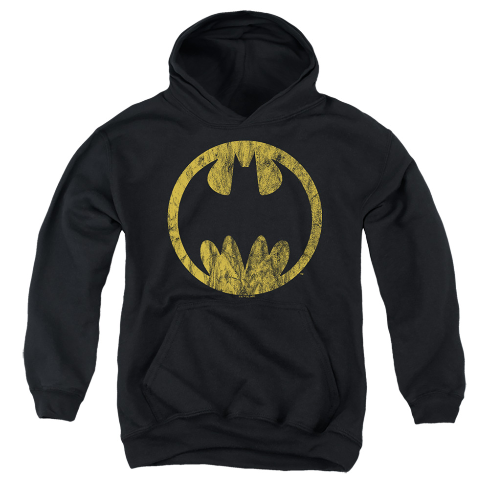 BM3420-YFTH-4 Batman Circle Youth Hooded Sweatshirt, Black - Extra Large