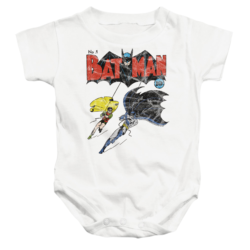 BM3433-SS-2 Batman No.1 2 Infant Snapsuit, White - Medium - 12 Month