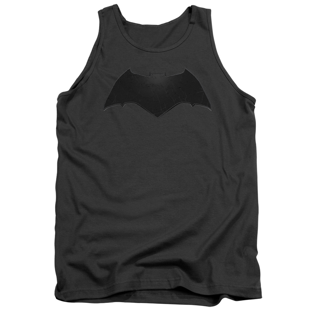 BVS117B-TK-2 Batman vs Superman Beveled Bat Logo Adult Tank Top, Charcoal - Medium
