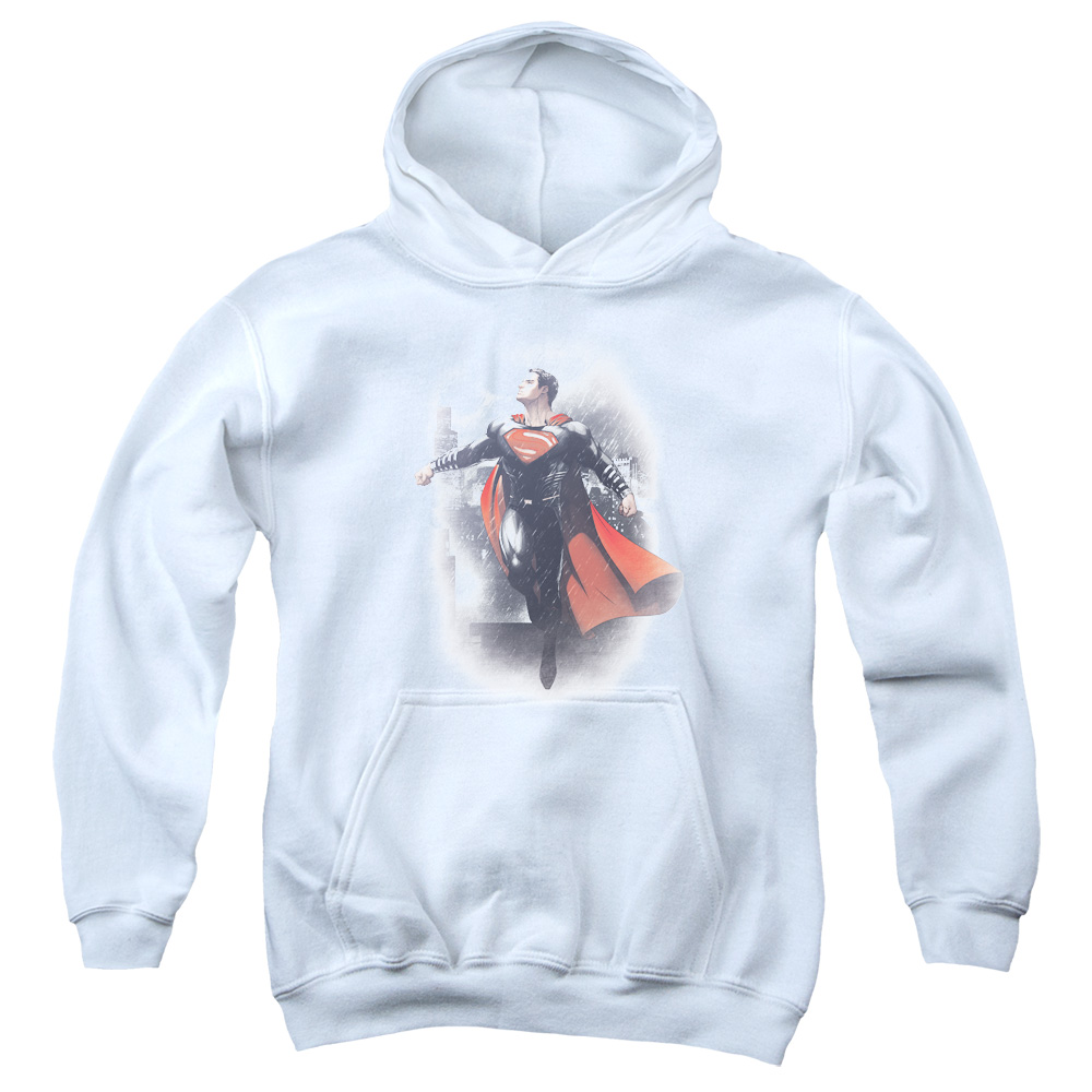 BVS146-YFTH-2 Batman vs Superman A Dawn Youth Hooded Sweatshirt, White - Medium