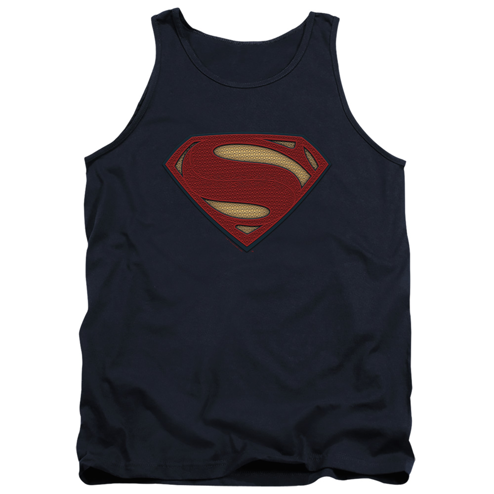 BVS239-TK-5 Batman vs Superman Costume Shield Adult Tank Top, Navy - 2X