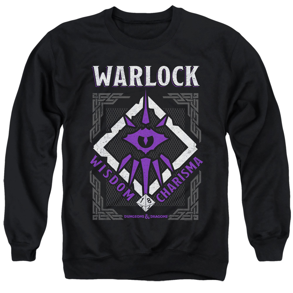 HBRO666-AS-2 Dungeons & Dragons Warlock Adult Crewneck Sweatshirt, Black - Medium
