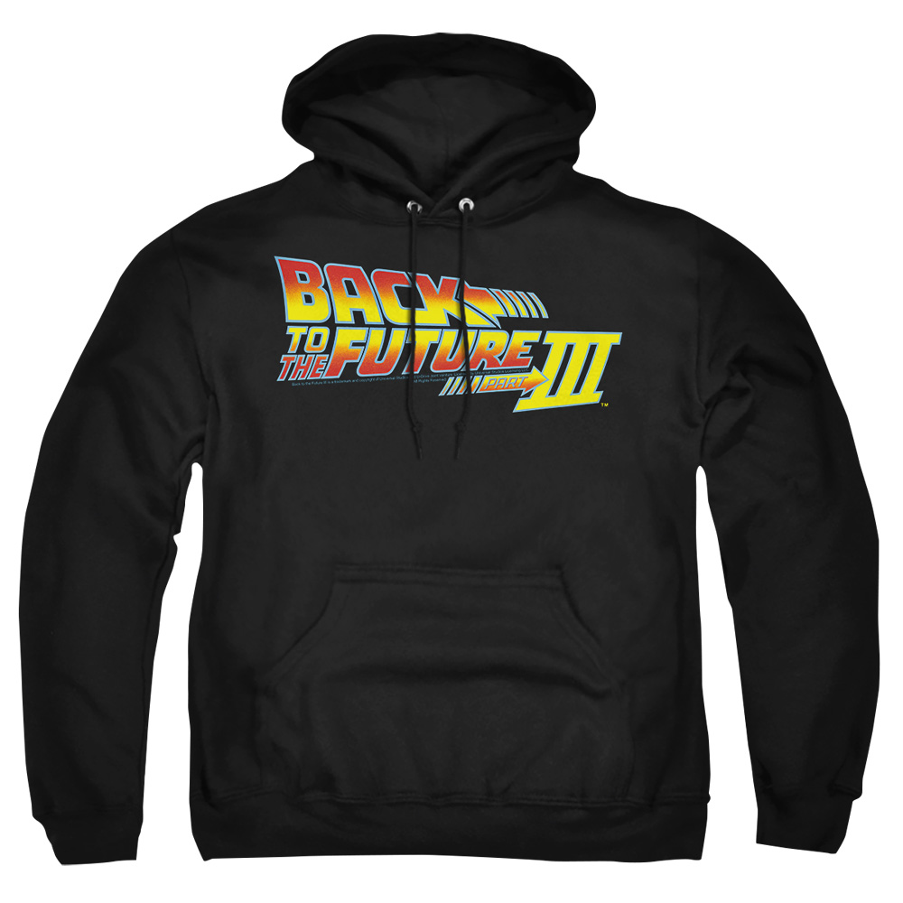 UNI342-AFTH-6 Back to the Future III Logo Adult Pullover Hoodie, Black - 3X