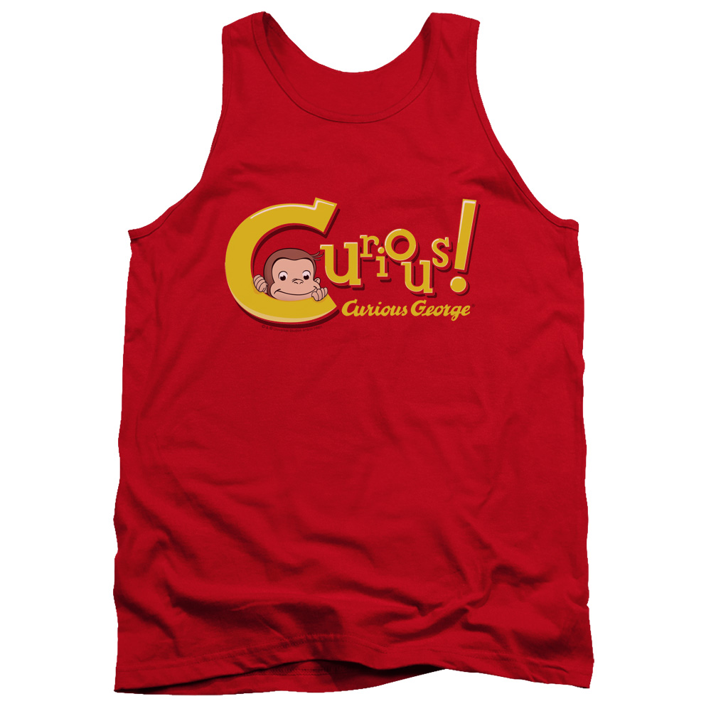 UNI660-TK-5 Curious George Curious Adult Tank Top, Red - 2X
