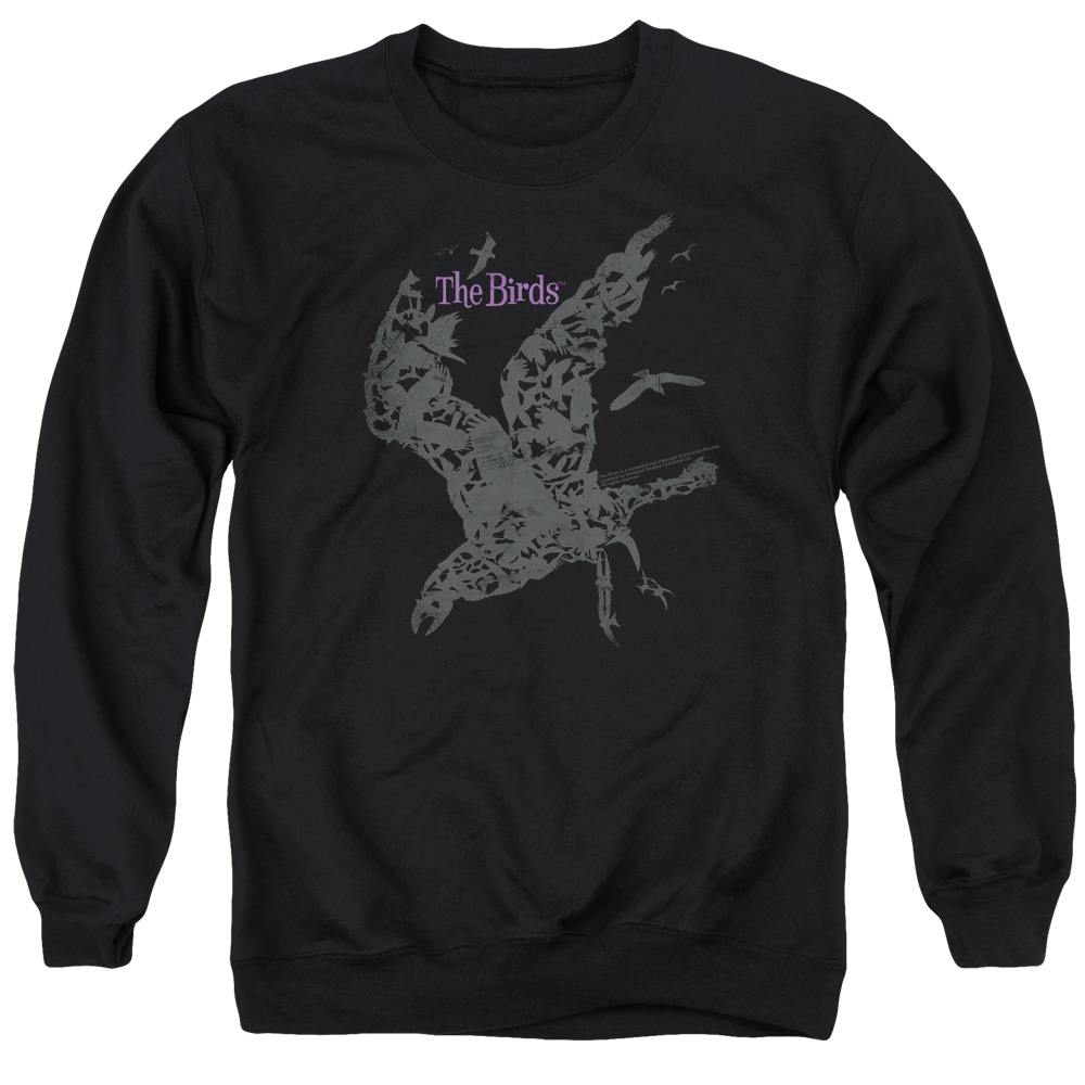 UNI893-AS-2 Birds Poster Adult Crewneck Sweatshirt, Black - Medium