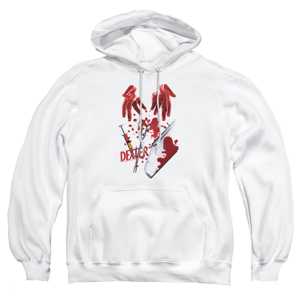 SHO196-AFTH-2 Dexter Tools of the Trade Adult Pullover Hoodie, White - Medium