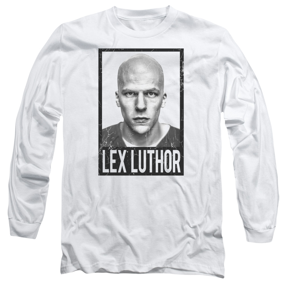BVS182-AL-2 Batman vs Superman Luthor Adult Long Sleeve T-Shirt, White - Medium