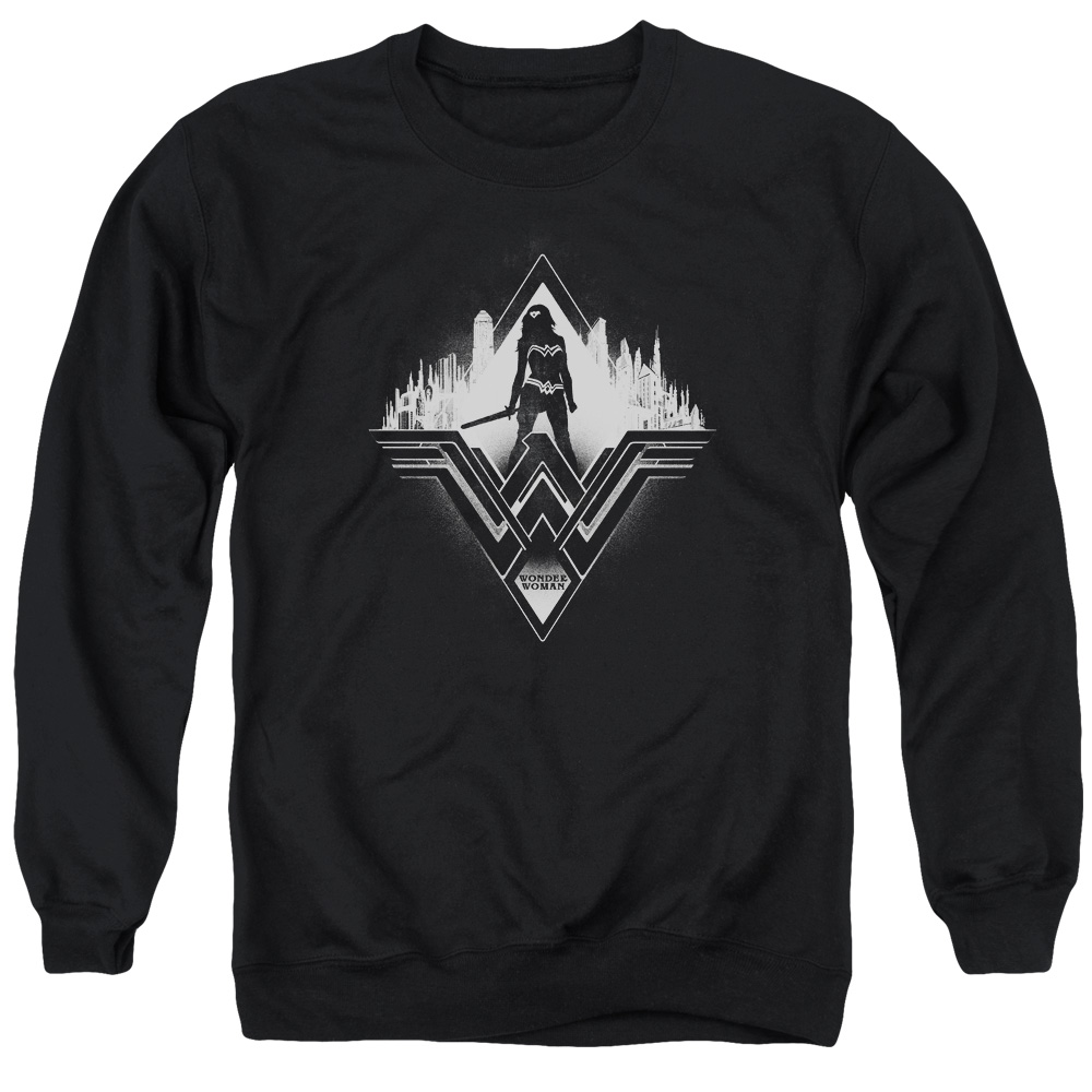BVS194-AS-4 Batman vs Superman City Warrior Adult Crewneck Sweatshirt, Black - Extra Large