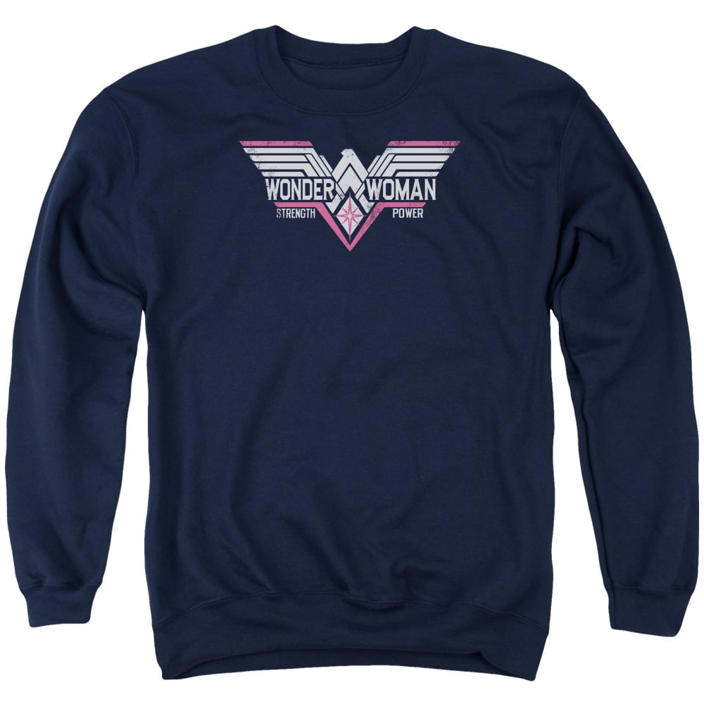 BVS115-AS-4 Batman vs Superman Thunder Logo Adult Crewneck Sweatshirt, Navy - Extra Large