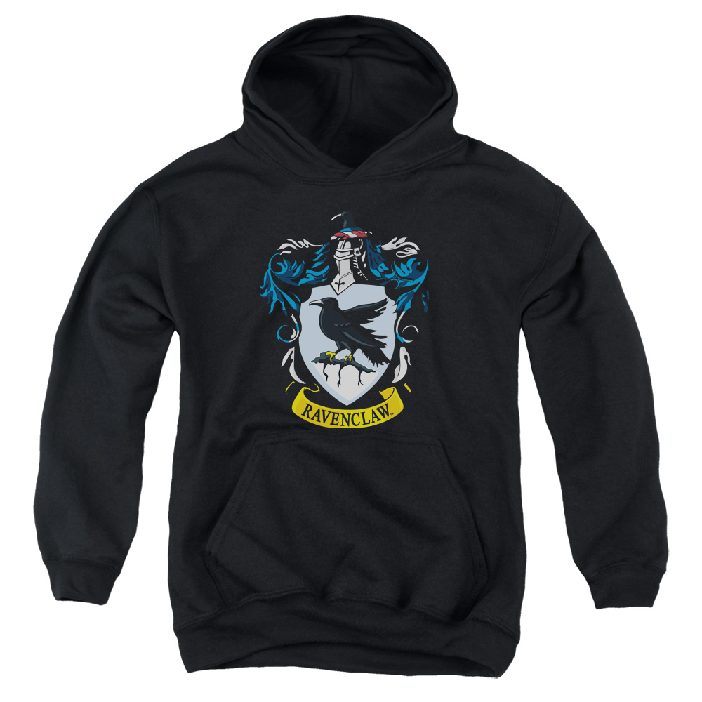 HP104-YFTH-2 Harry Potter Ravenclaw Crest Youth Hooded Sweatshirt, Black - Medium