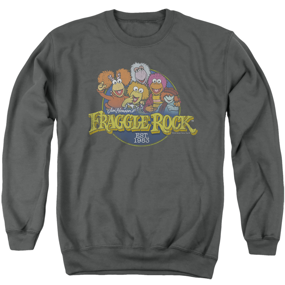 FR102-AS-2 Fraggle Rock Circle Logo Adult Crewneck Sweatshirt, Charcoal - Medium