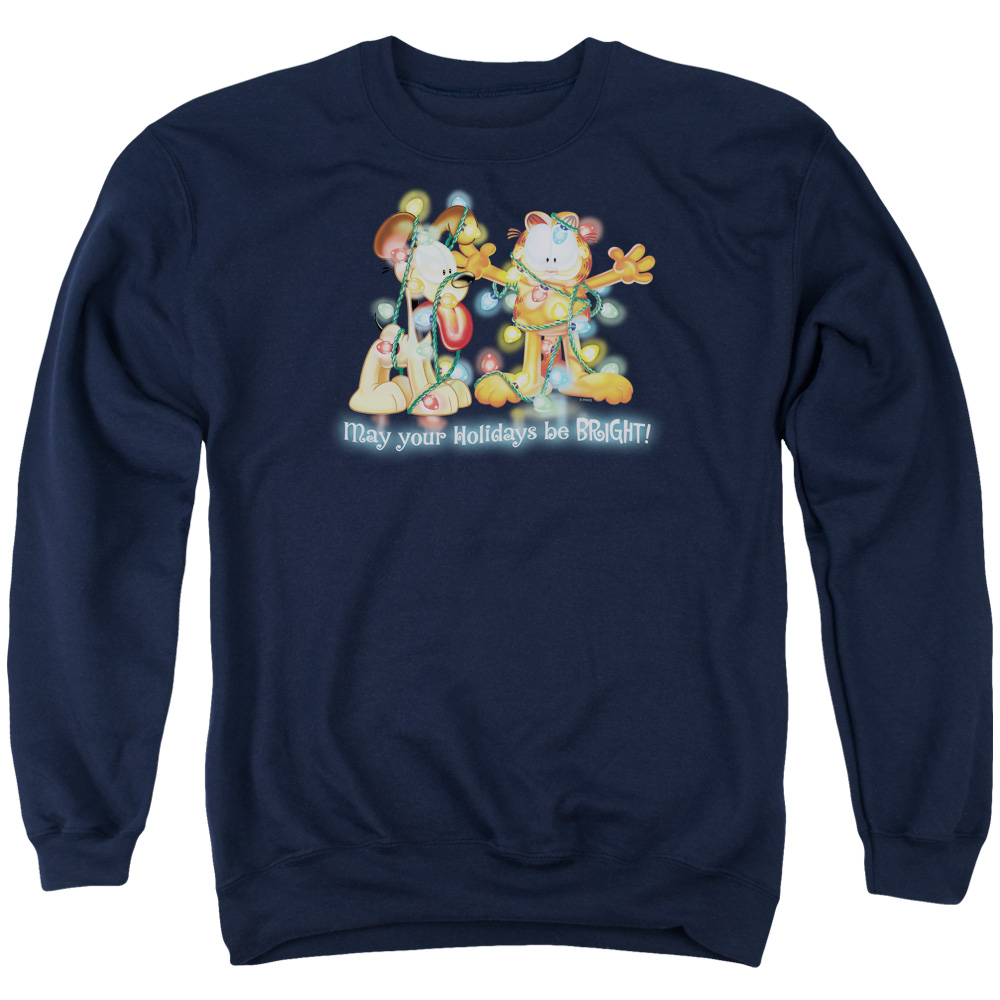 GAR314-AS-2 Garfield Bright Holidays Adult Crewneck Sweatshirt, Navy - Medium