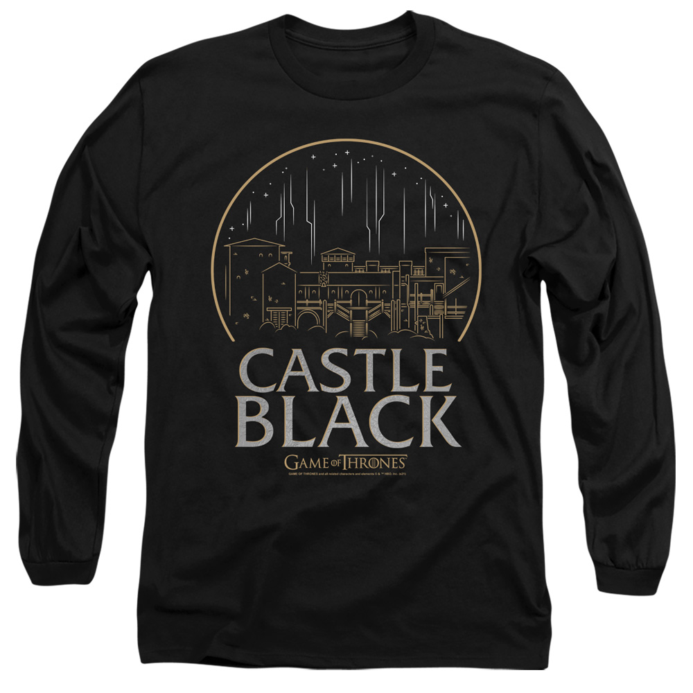 GOT121-AL-1 Game of Thrones Castle Black Adult Long Sleeve T-Shirt, Black - Small
