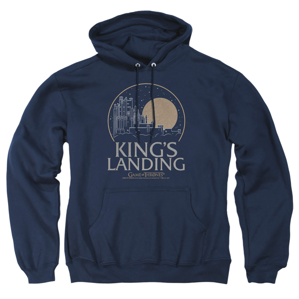 GOT123-AFTH-6 Game of Thrones Kings Landing Adult Pullover Hoodie, Navy - 3X