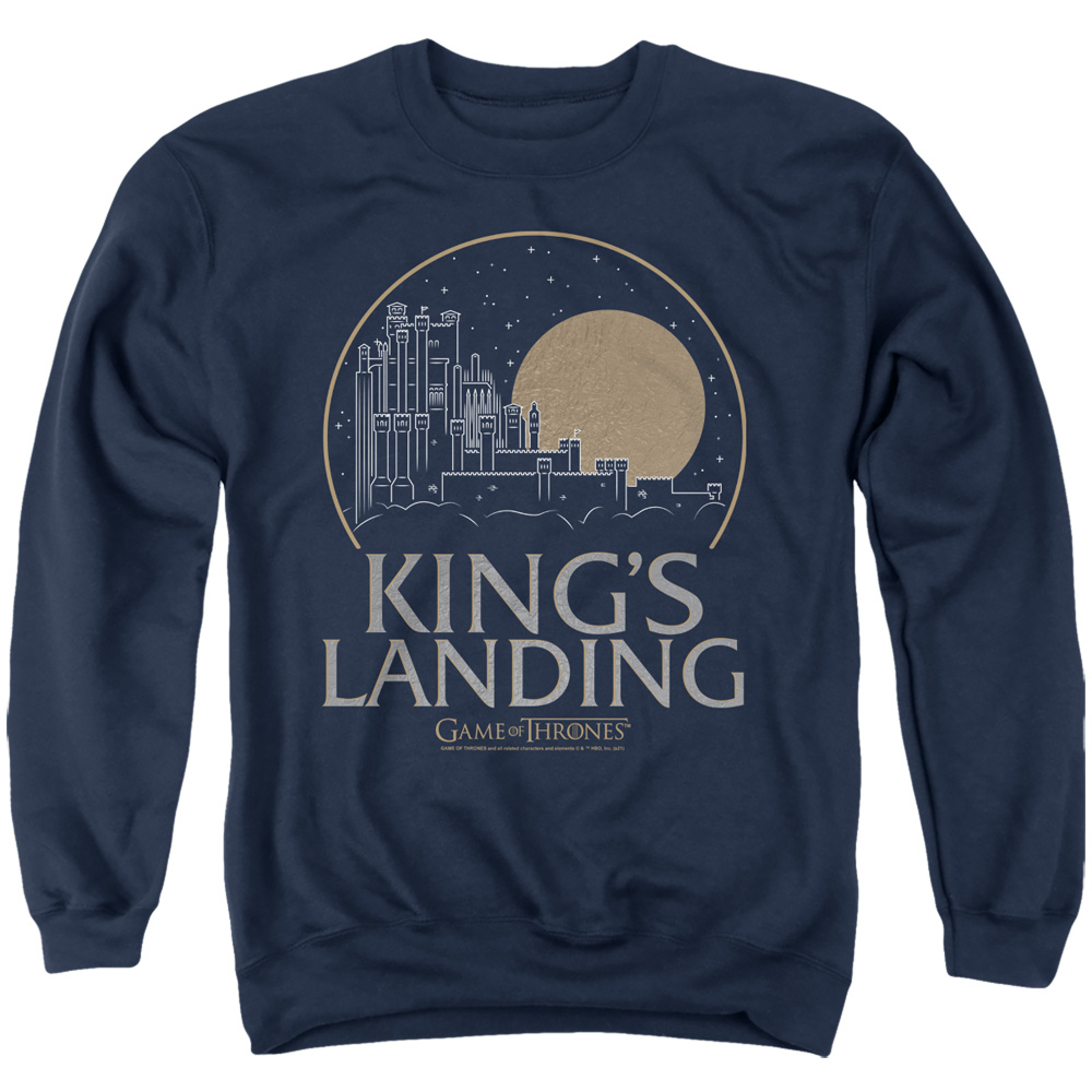 GOT123-AS-5 Game of Thrones Kings Landing Adult Crewneck Sweatshirt, Navy - 2X