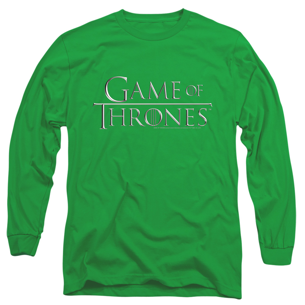 GOT224-AL-2 Game of Thrones Chrome Logo Adult Long Sleeve T-Shirt, Kelly Green - Medium
