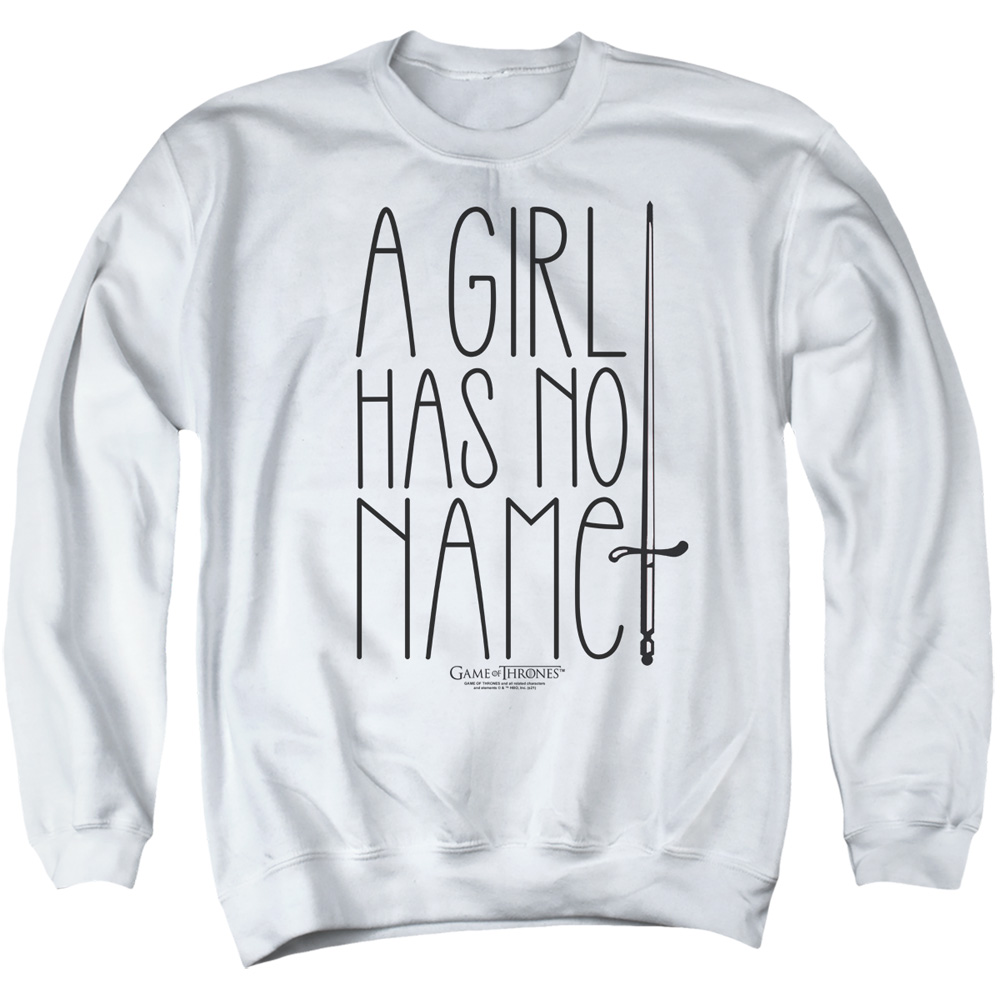 GOT234-AS-2 Game of Thrones No Name Adult Crewneck Sweatshirt, White - Medium