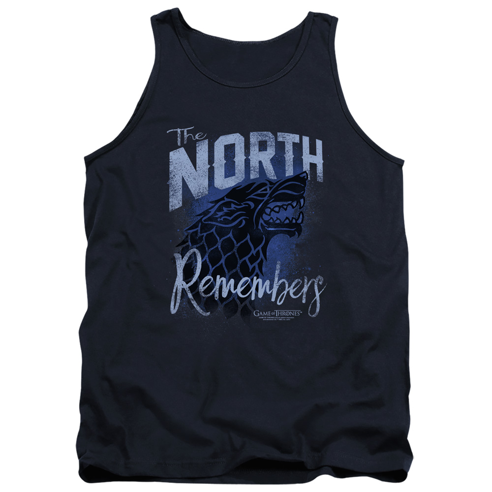 GOT239-TK-3 Game of Thrones The North Remembers Adult Tank Top, Navy - Large