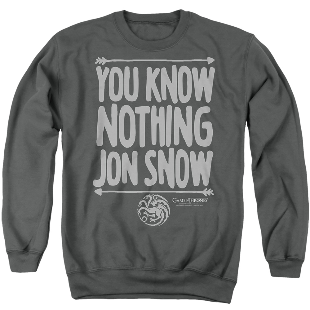 GOT244-AS-5 Game of Thrones The Ygritte Slays Adult Crewneck Sweatshirt, Charcoal - 2X