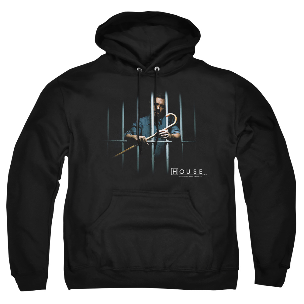 NBC688-AFTH-7 House Behind Bars Adult Pullover Hoodie, Black - 4X