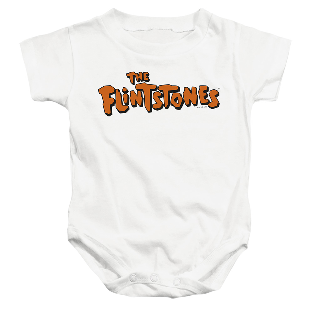 HNB445-SS-2 Flintstones Logo 2 Infant Snapsuit, White - Medium - 12 Month