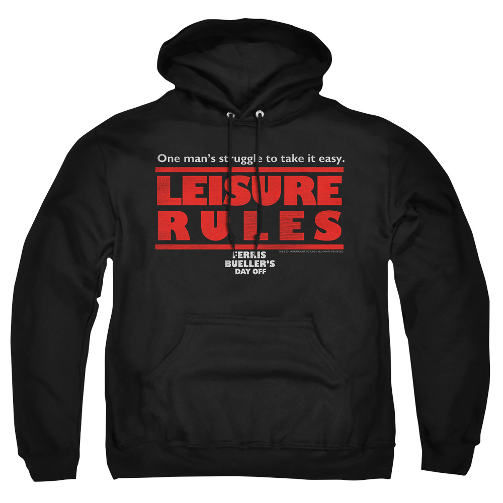 PAR521-AFTH-7 Ferris Bueller Leisure Rules Adult Pullover Hoodie, Black - 4X