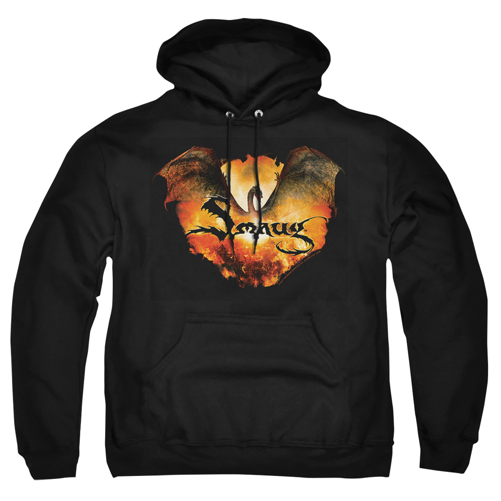 HOB3021-AFTH-7 Hobbit Reign In Flame Adult Pullover Hoodie, Black - 4X