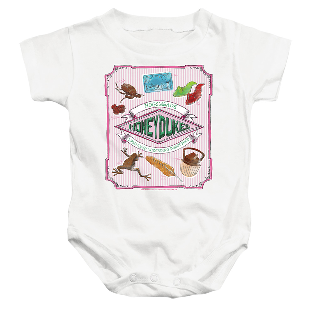 HP8362-SS-2 Harry Potter Honeydukes Hogsmeade Label Infant Snapsuit, White - Medium - 12 Month