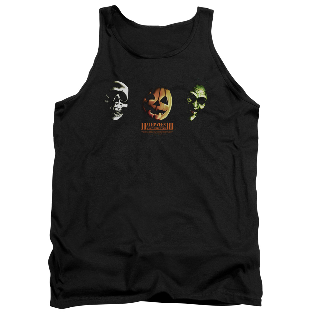 UNI486-TK-2 Halloween III Three Masks Adult Tank Top, Black - Medium