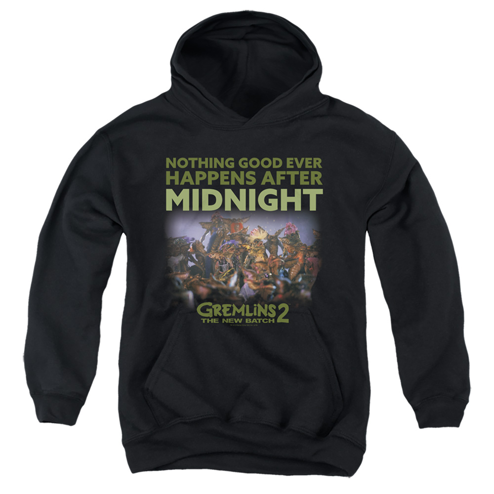 WBM944-YFTH-4 Gremlins 2 After Midnight Youth Hooded Sweatshirt, Black - Extra Large