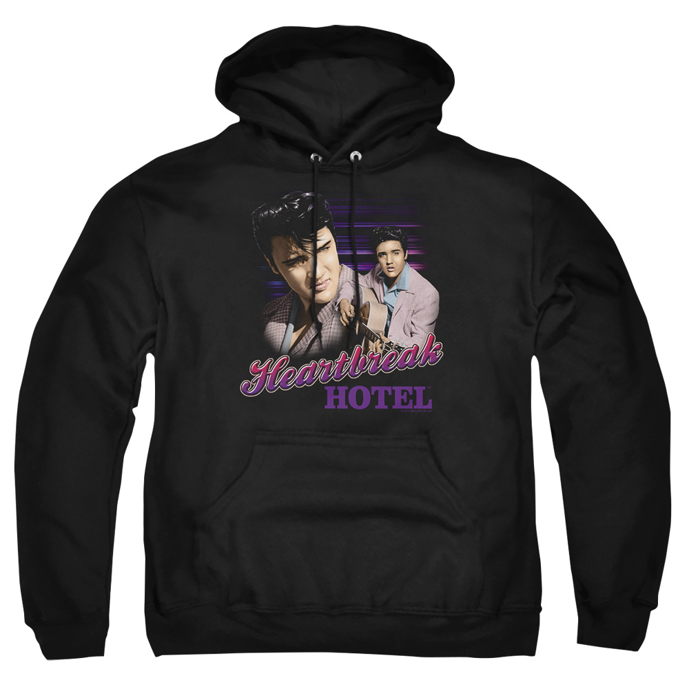 ELV724-AFTH-2 Elvis Presley Heartbreak Hotel Adult Pullover Hoodie, Black - Medium
