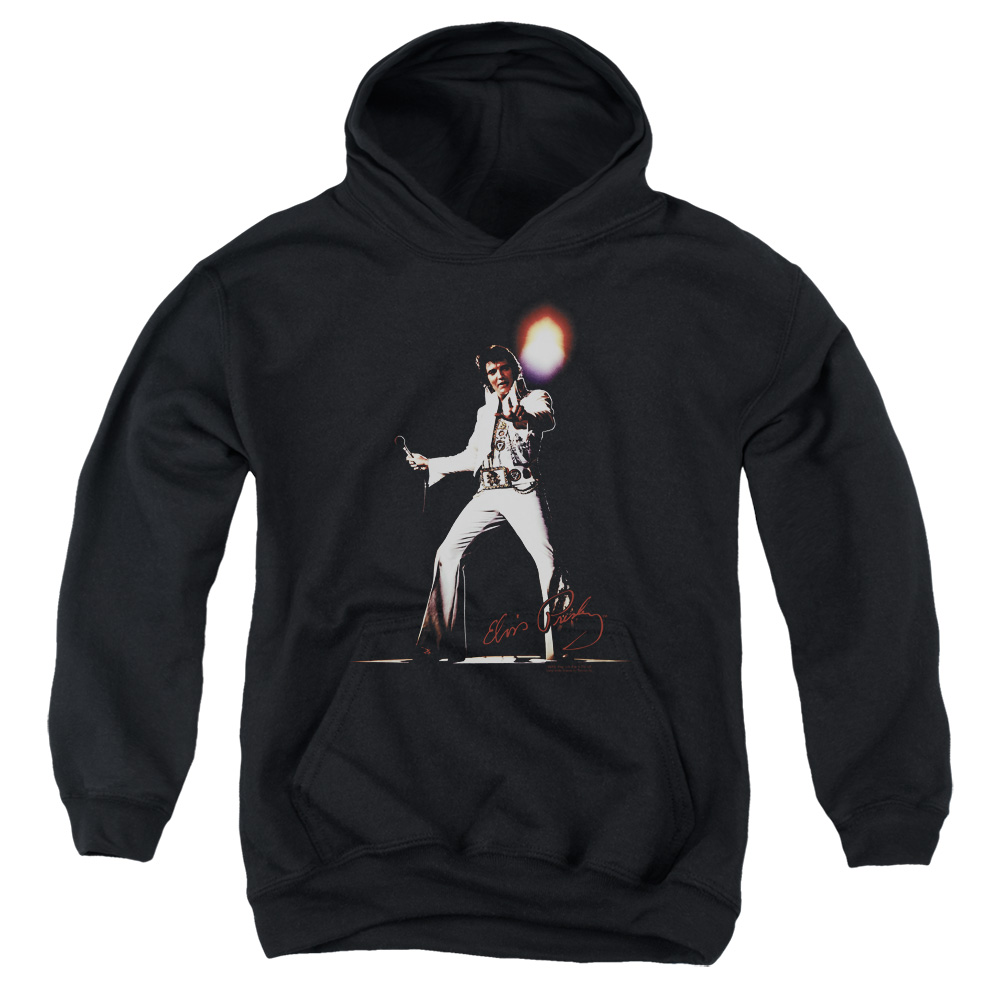ELV727-YFTH-2 Elvis Presley Glorious Youth Hooded Sweatshirt, Black - Medium