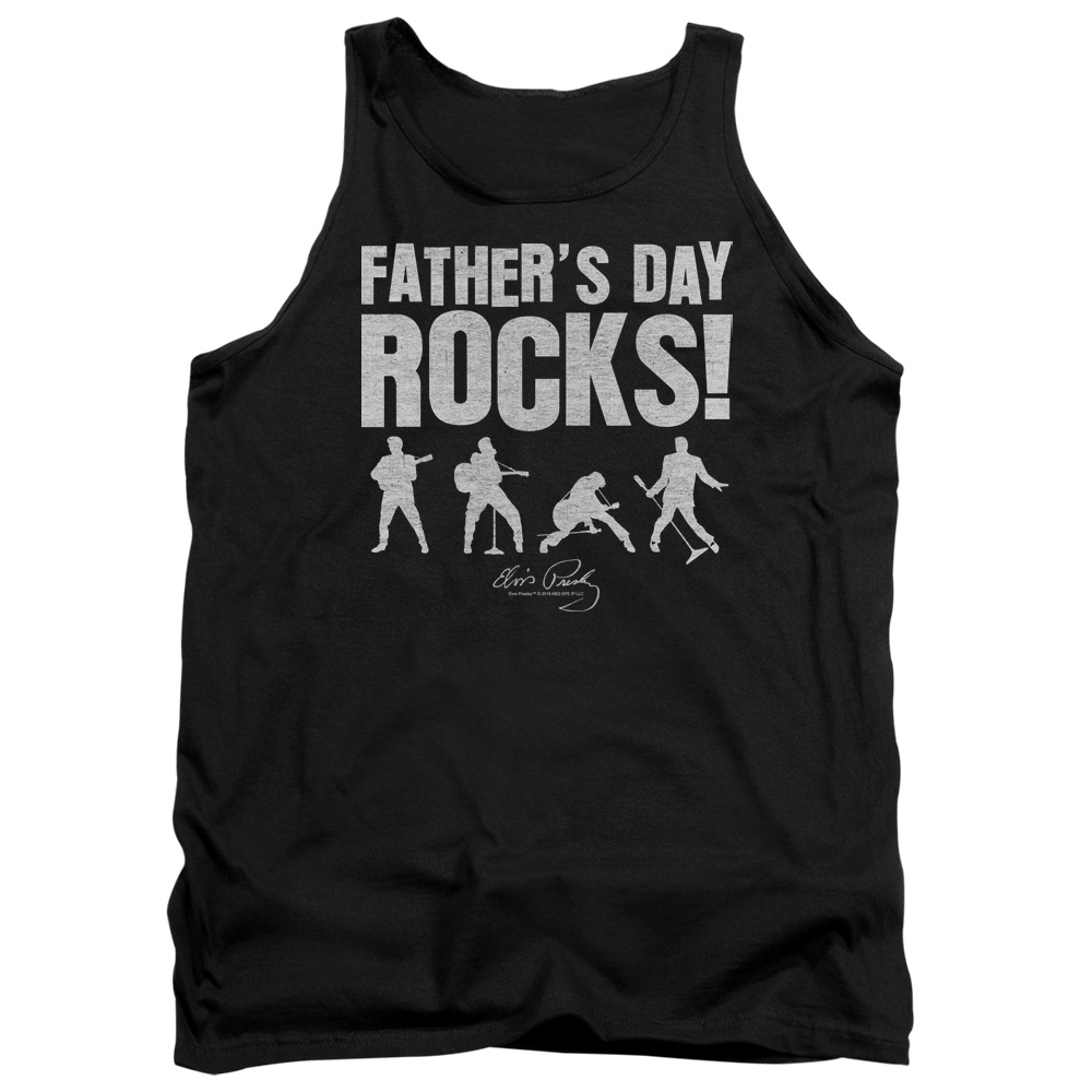 ELV887-TK-3 Elvis Presley Fathers Day Rocks Adult Tank Top, Black - Large