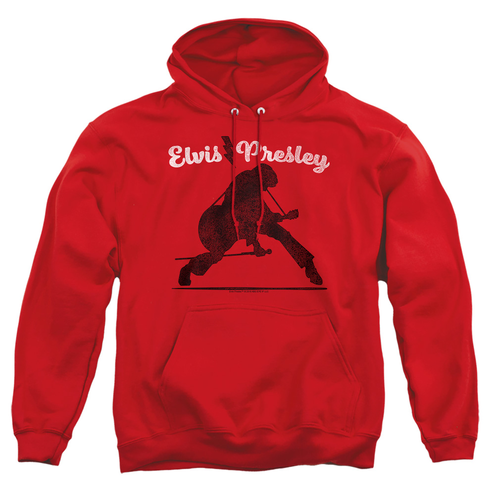 ELV899B-AFTH-4 Elvis Presley Overprint Adult Pullover Hoodie, Red - Extra Large