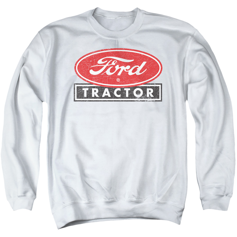 FORD164-AS-2 Ford Tractor Adult Crewneck Sweatshirt, White - Medium