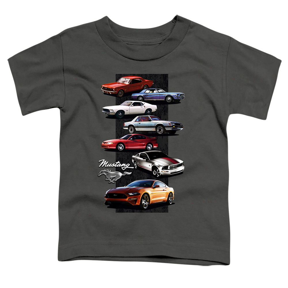 FORD190-TT-2 Ford Mustang Stack Toddler Short Sleeve T-Shirt, Charcoal - Medium 3T