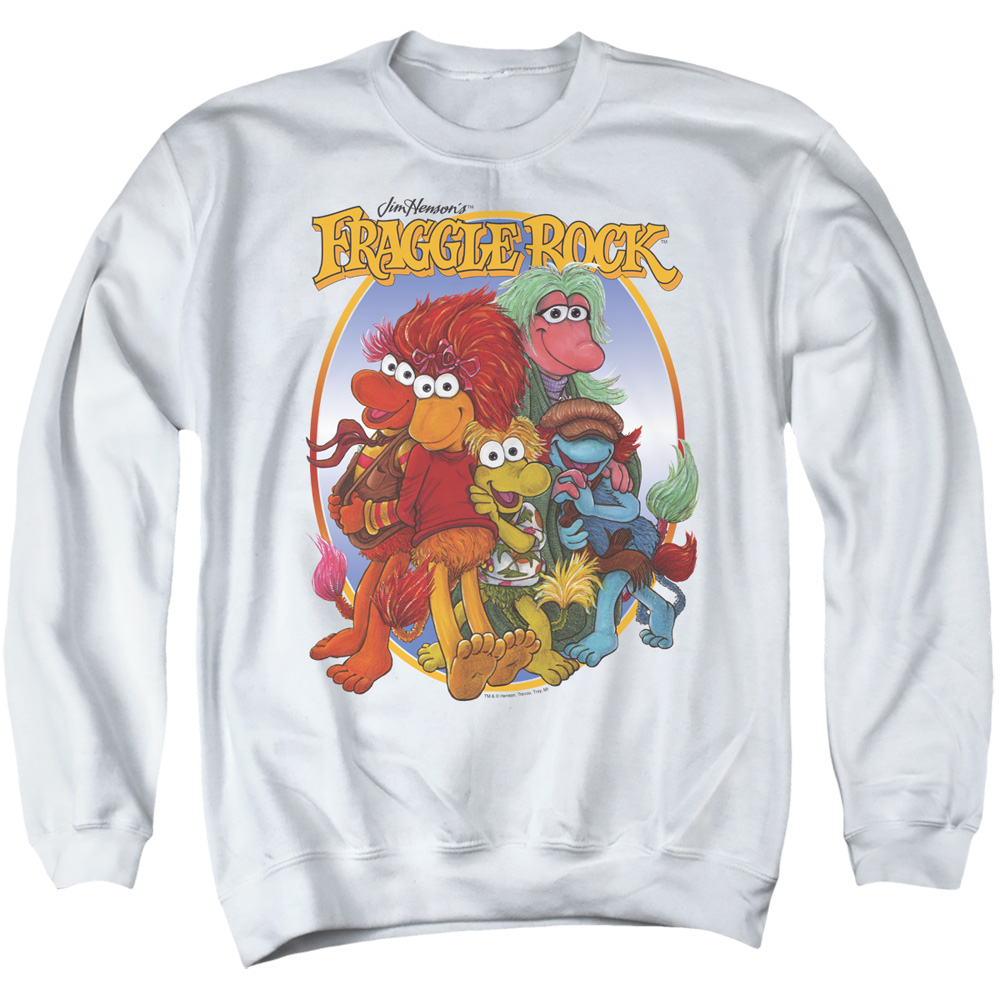 FR120-AS-5 Fraggle Rock Group Hug Adult Crewneck Sweatshirt, White - 2X