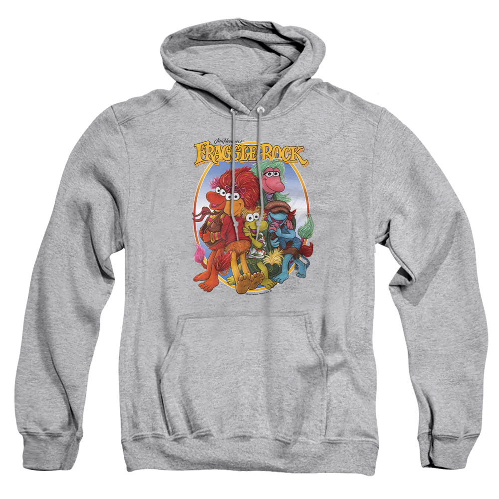 FR120B-AFTH-3 Fraggle Rock Group Hug Adult Pullover Hoodie, Athletic Heather - Large
