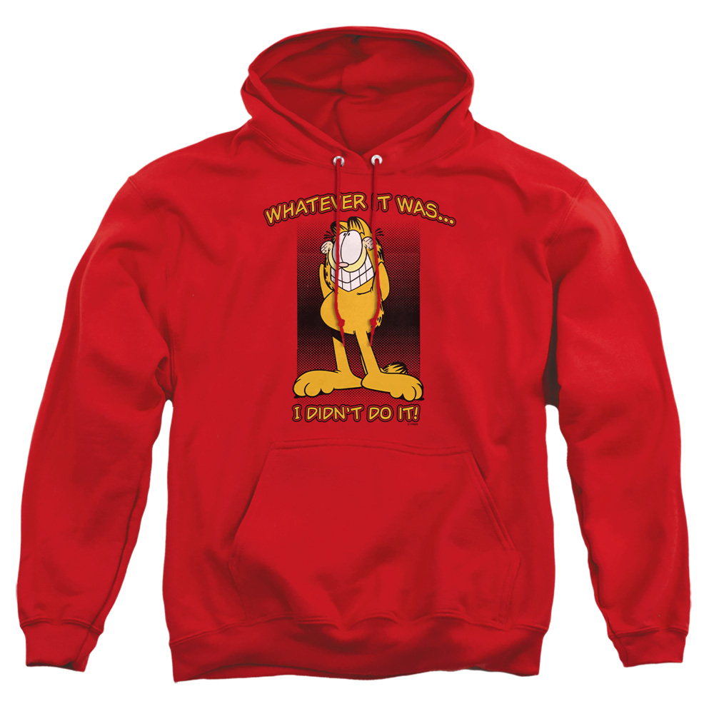 GAR203-AFTH-2 Garfield I Didnt Do It Adult Pullover Hoodie, Red - Medium