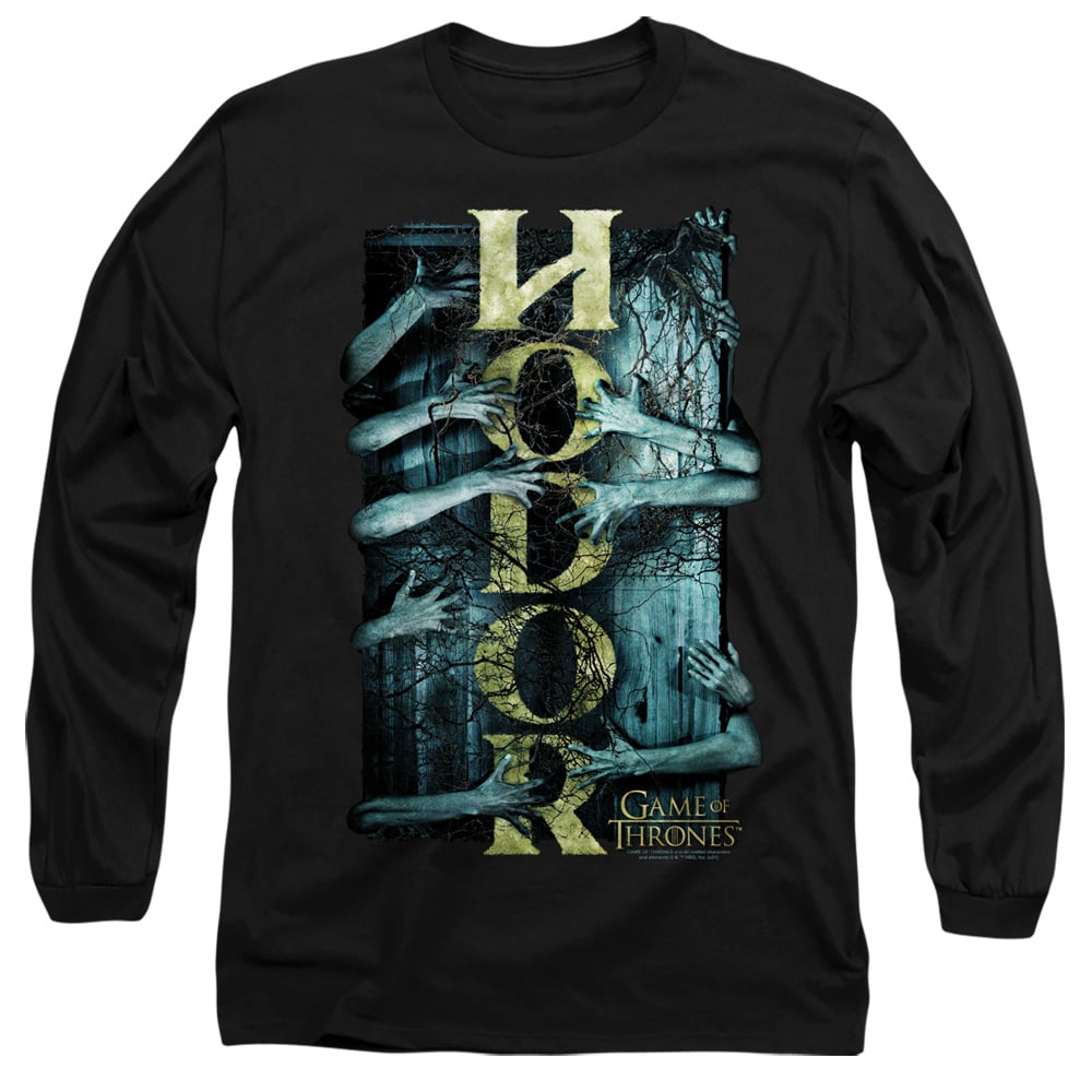GOT219-AL-4 Game of Thrones Hodor Adult Long Sleeve T-Shirt, Black - Extra Large