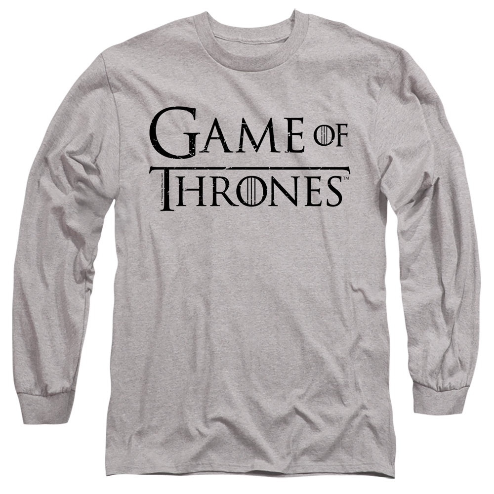 GOT258-AL-6 Game of Thrones Logo 1 Adult Long Sleeve T-Shirt, Athletic Heather - 3X