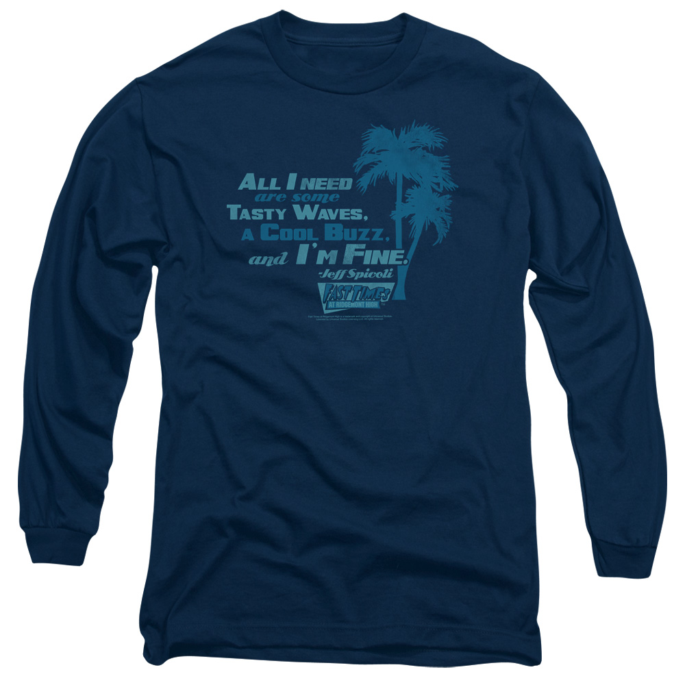 UNI267-AL-5 Fast Times Ridgemont High All I Need Adult Long Sleeve T-Shirt, Navy - 2X