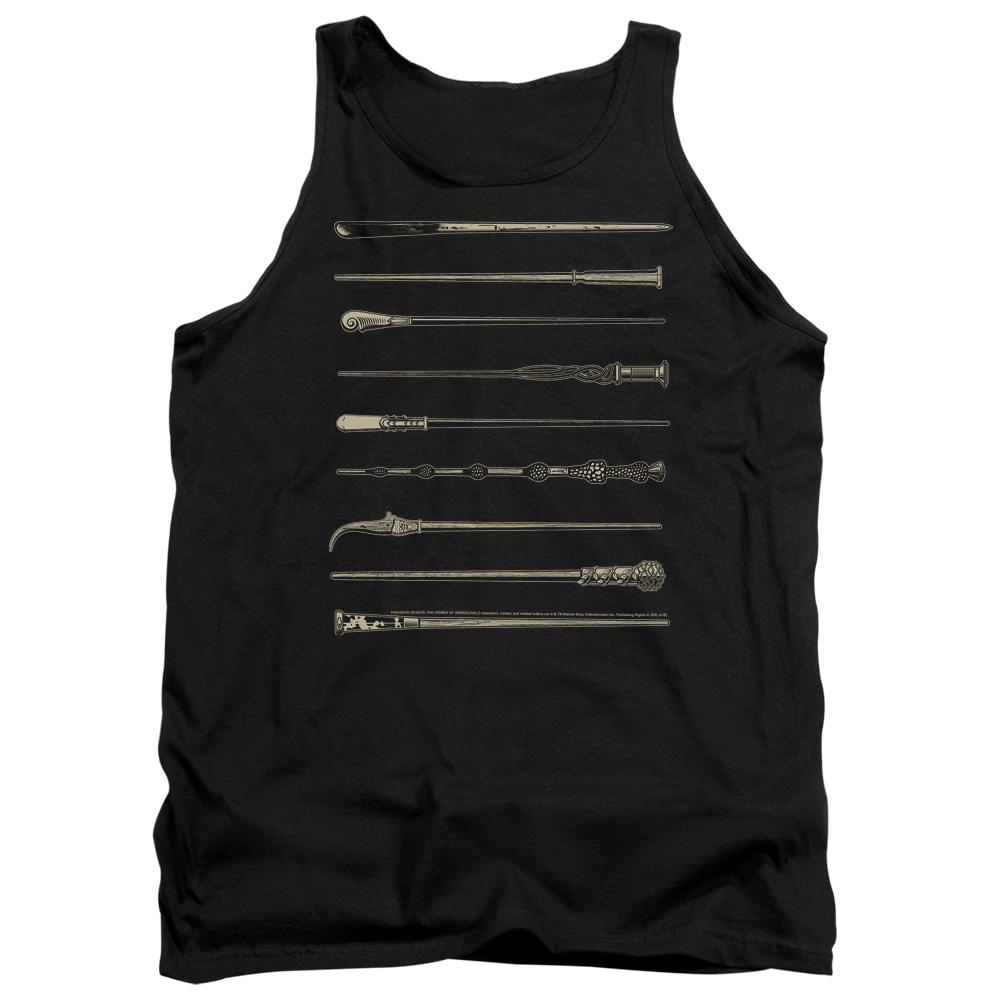 WB283-TK-2 Fantastic Beasts 2 Wands Adult Tank Top, Black - Medium